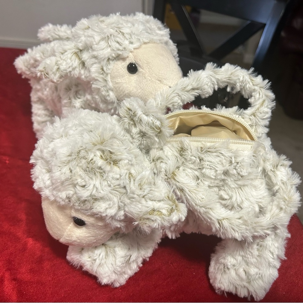 Purse Charming Cream Plush Sheep so soft! Pull tail up , it acts as zipper ❤️❤️ - Picture 3 of 7